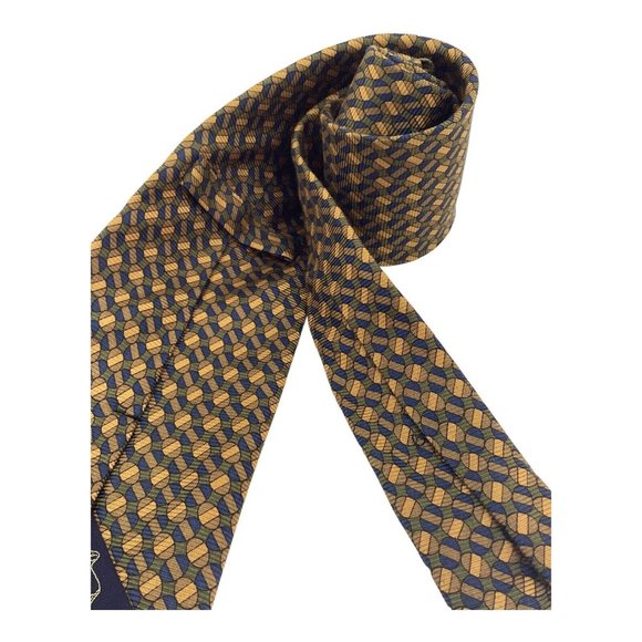 HARMONT & BLAINE Yellow Geometric Silk Tie Made In Italy 60"- 4" EX COND - Picture 3 of 6